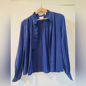 Sezane blue Chloe silk shirt, size 38 (S)